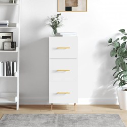 vidaXL Aparador de madera contrachapada blanco brillante 34,5x34x90 cm
