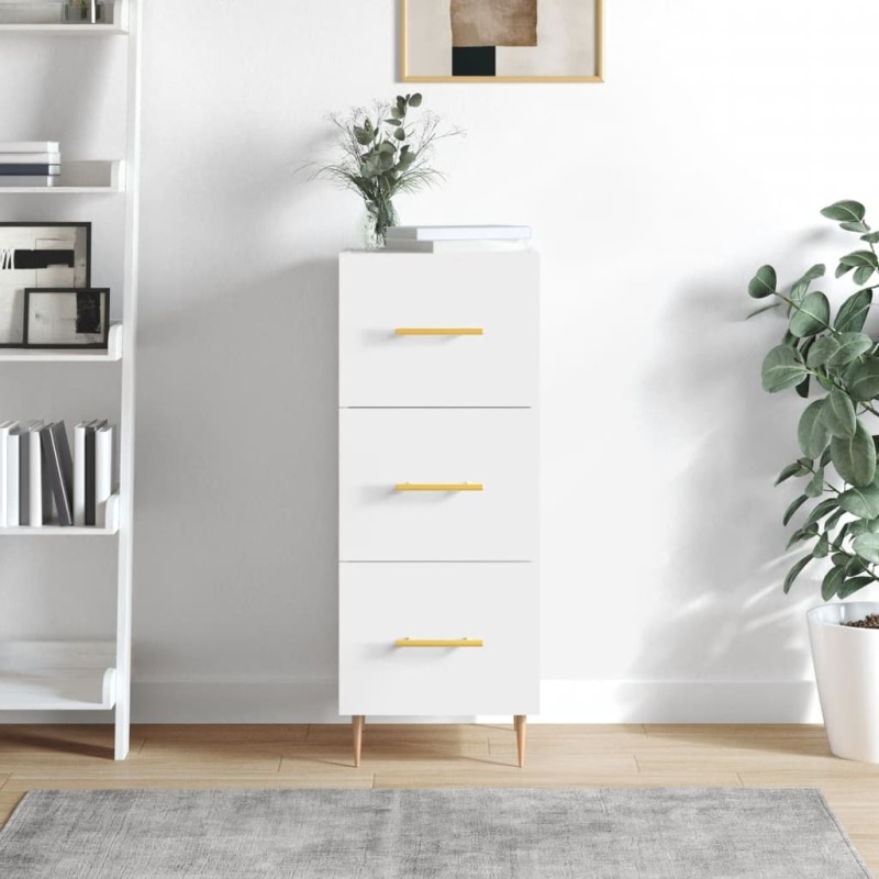 vidaXL Aparador de madera contrachapada blanco brillante 34,5x34x90 cm vidaXL Aparador de madera contrachapada blanco brillante 34,5x34x90 cm