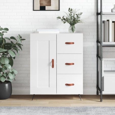 vidaXL Aparador de madera contrachapada blanco brillante 69,5x34x90 cm