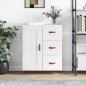 vidaXL Aparador de madera contrachapada blanco brillante 69,5x34x90 cm