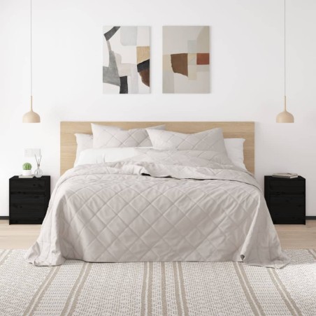 vidaXL Mesita de noche madera maciza de pino negro 40x31x50 cm