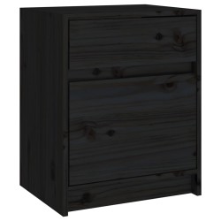 vidaXL Mesita de noche madera maciza de pino negro 40x31x50 cm