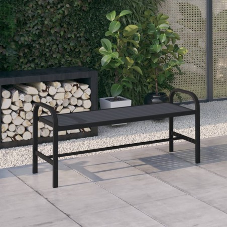 vidaXL Banco de jardín acero y WPC negro 124,5 cm