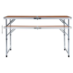 vidaXL Mesa de camping plegable de aluminio 120x60 cm