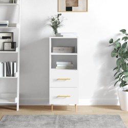 vidaXL Aparador de madera contrachapada blanco brillante 34,5x34x90 cm