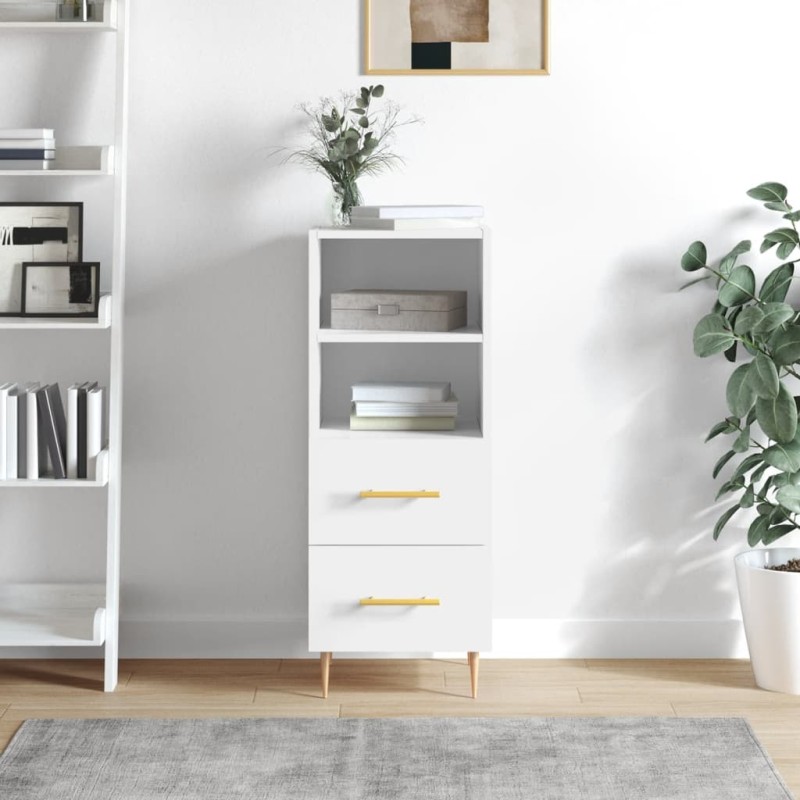 vidaXL Aparador de madera contrachapada blanco brillante 34,5x34x90 cm vidaXL Aparador de madera contrachapada blanco brillante 34,5x34x90 cm