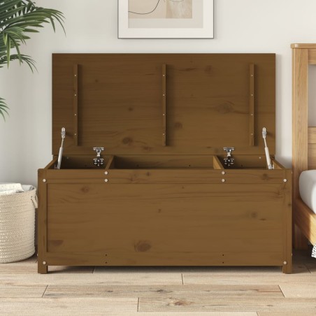 vidaXL Caja almacenaje madera maciza pino marrón miel 110x50x45,5 cm