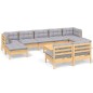 vidaXL Juego de muebles de jardín 10 pzas y cojines madera pino gris vidaXL Juego de muebles de jardín 10 pzas y cojines madera pino gris