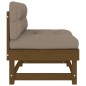vidaXL Sofá central con cojines madera maciza de pino marrón miel vidaXL Sofá central con cojines madera maciza de pino marrón miel