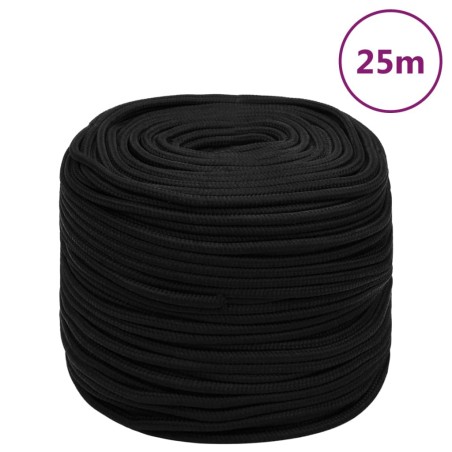 vidaXL Cuerda de trabajo poliéster negro 6 mm 25 m