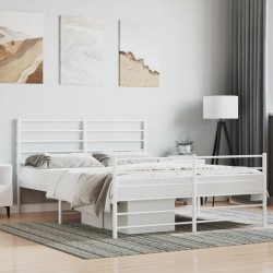 vidaXL Estructura cama metal con cabecero y estribo blanco 160x200 cm