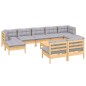 vidaXL Juego de muebles de jardín 10 pzas y cojines madera pino gris vidaXL Juego de muebles de jardín 10 pzas y cojines madera pino gris