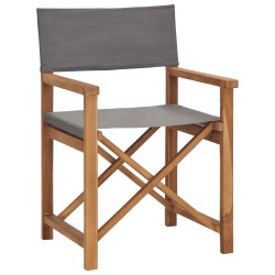 vidaXL Sillas de director plegables 2 unidades madera maciza teca gris