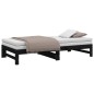 vidaXL Sofá cama extraíble madera maciza de pino negro 2x(90x190) cm