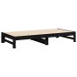 vidaXL Sofá cama extraíble madera maciza de pino negro 2x(90x190) cm