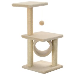 vidaXL Rascador para gatos con poste rascador de sisal 65 cm beige