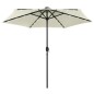 vidaXL Sombrilla con luces LED y palo de aluminio blanco arena 270 cm