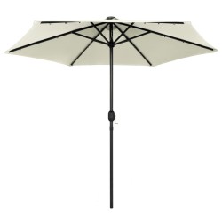 vidaXL Sombrilla con luces LED y palo de aluminio blanco arena 270 cm