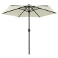 vidaXL Sombrilla con luces LED y palo de aluminio blanco arena 270 cm
