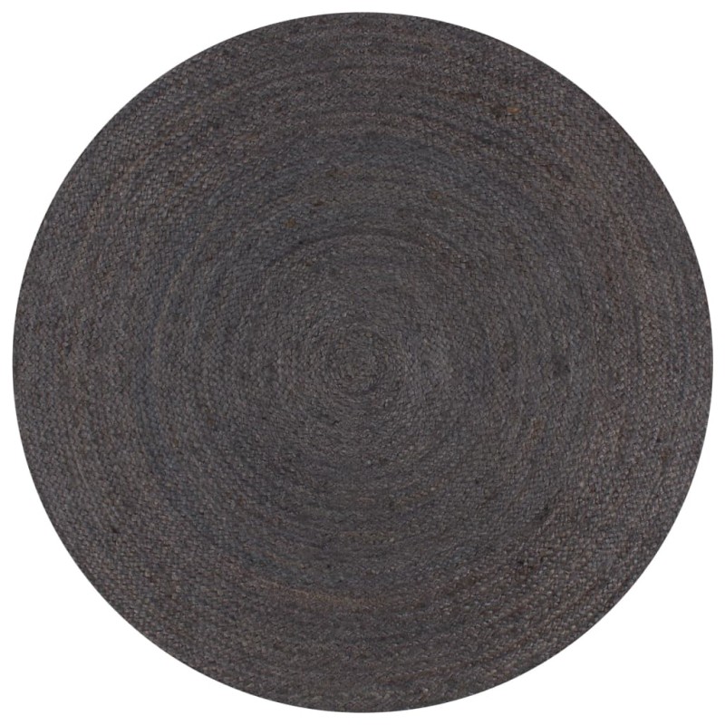 vidaXL Alfombra de yute tejida a mano redonda gris 150 cm vidaXL Alfombra de yute tejida a mano redonda gris 150 cm