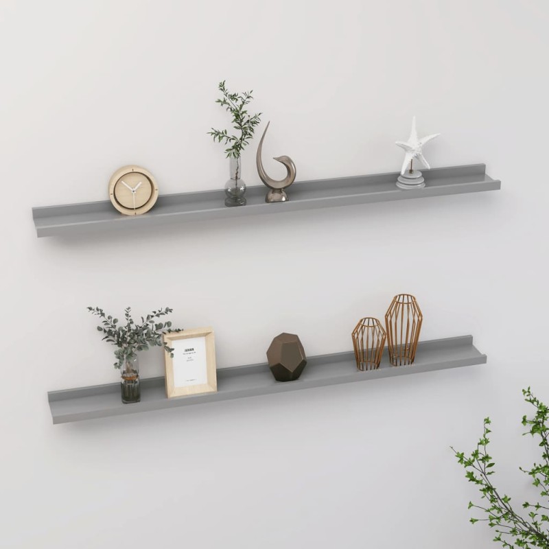 vidaXL Estantes de pared 2 unidades gris 100x9x3 cm vidaXL Estantes de pared 2 unidades gris 100x9x3 cm