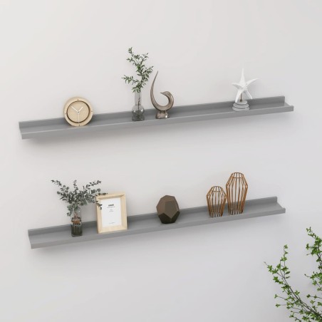 vidaXL Estantes de pared 2 unidades gris 100x9x3 cm