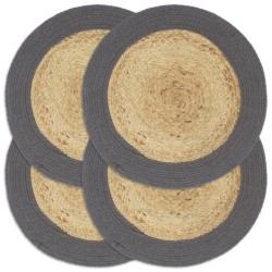 vidaXL Mantel individual redondo 4 uds yute algodón natural negro 38cm