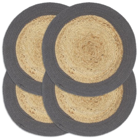 vidaXL Mantel individual redondo 4 uds yute algodón natural negro 38cm