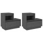 vidaXL Mesitas de noche 2 uds madera maciza de pino gris 60x34x51 cm vidaXL Mesitas de noche 2 uds madera maciza de pino gris 60x34x51 cm