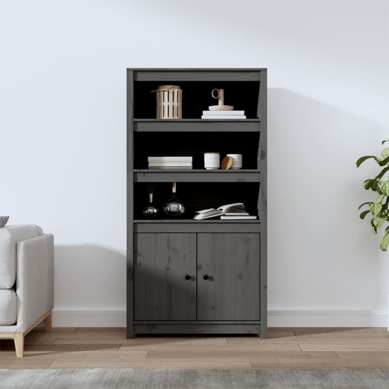 vidaXL Aparador alto madera maciza de pino gris 80x35x154 cm vidaXL Aparador alto madera maciza de pino gris 80x35x154 cm