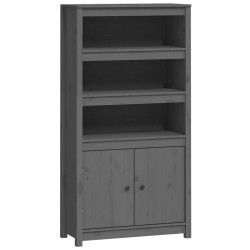 vidaXL Aparador alto madera maciza de pino gris 80x35x154 cm