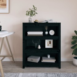 vidaXL Estantería madera maciza de pino negra 80x35x97 cm