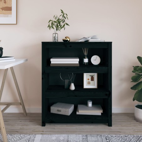 vidaXL Estantería madera maciza de pino negra 80x35x97 cm