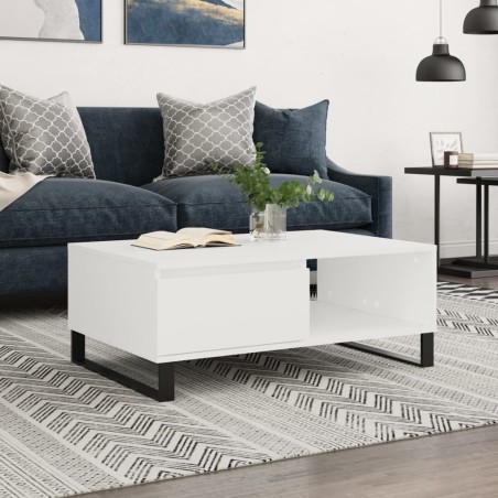 vidaXL Mesa de centro madera de ingeniería blanco 90x60x35 cm