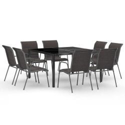 vidaXL Juego de comedor de jardín 9 piezas acero