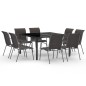 vidaXL Juego de comedor de jardín 9 piezas acero vidaXL Juego de comedor de jardín 9 piezas acero