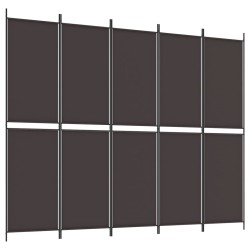 vidaXL Biombo divisor de 5 paneles de tela marrón 250x200 cm
