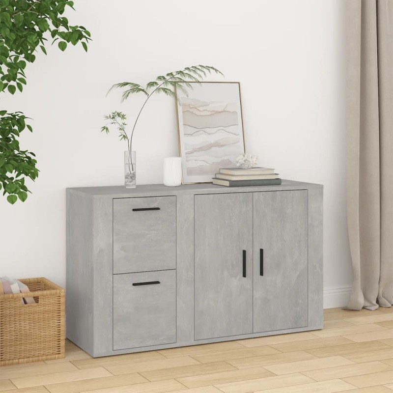 vidaXL Aparador de madera contrachapada gris hormigón 100x33x59,5 cm vidaXL Aparador de madera contrachapada gris hormigón 100x33x59,5 cm