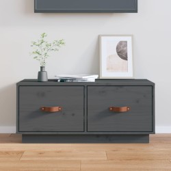 vidaXL Mueble de TV de madera maciza de pino gris 80x34x35 cm