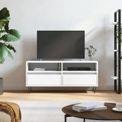 vidaXL Mueble para TV madera contrachapada blanco 100x34,5x44,5 cm