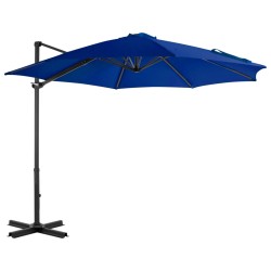 vidaXL Sombrilla voladiza con poste de aluminio azul celeste 300 cm 