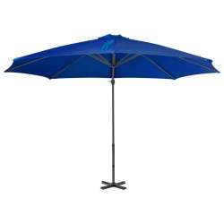 vidaXL Sombrilla voladiza con poste de aluminio azul celeste 300 cm 