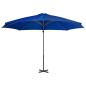 vidaXL Sombrilla voladiza con poste de aluminio azul celeste 300 cm vidaXL Sombrilla voladiza con poste de aluminio azul celeste 300 cm