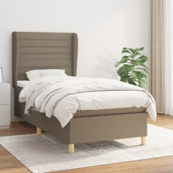 vidaXL Cama box spring con colchón tela gris taupe 100x200 cm