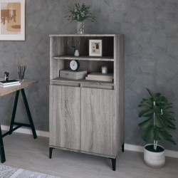 vidaXL Aparador alto de madera contrachapada gris Sonoma 60x36x110 cm
