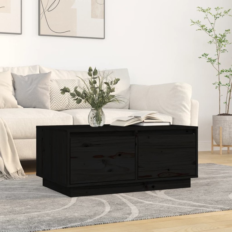 vidaXL Mesa de centro de madera maciza de pino negro 80x50x35 cm vidaXL Mesa de centro de madera maciza de pino negro 80x50x35 cm