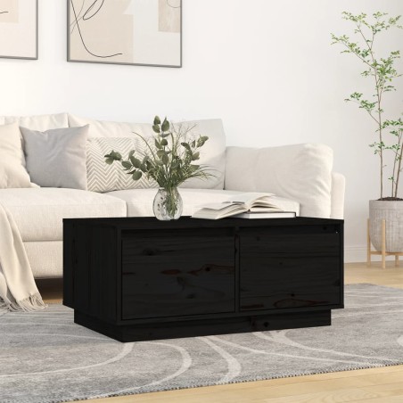 vidaXL Mesa de centro de madera maciza de pino negro 80x50x35 cm