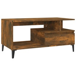 vidaXL Mesa de centro madera contrachapada roble ahumado 90x49x45 cm