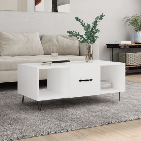 vidaXL Mesa de centro madera contrachapada blanco 102x50x40 cm