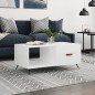 vidaXL Mesa de centro madera contrachapada blanco brillo 90x50x40 cm vidaXL Mesa de centro madera contrachapada blanco brillo 90x50x40 cm